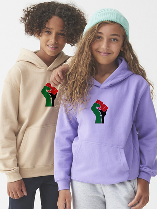 Palestine Solidarity Fist Flag Falastin Kids Hoodie