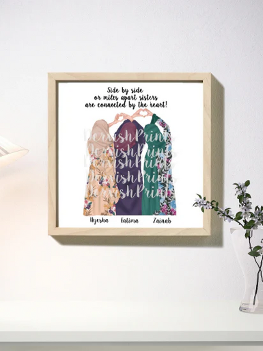 'Sisters Are Connected By Heart' Personalised Frame