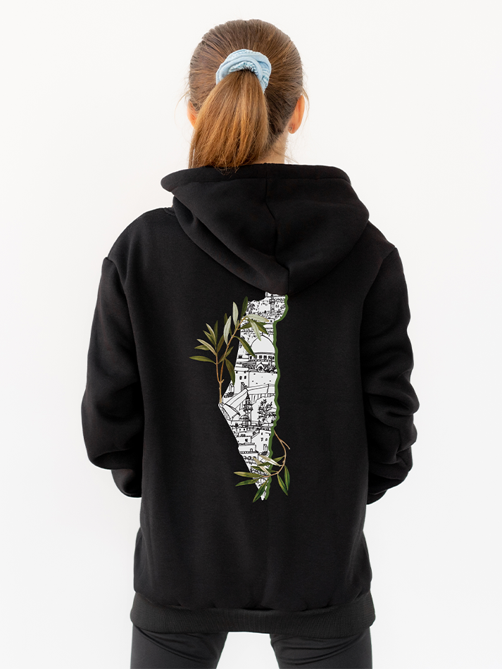 Palestine Olive Gaza Map Falastin Adults Pullover Unisex Hoodie