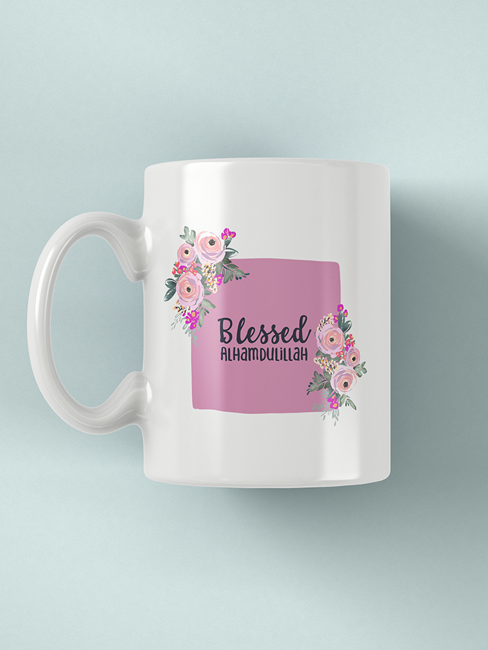 Blessed Alhamdulillah Floral Mug