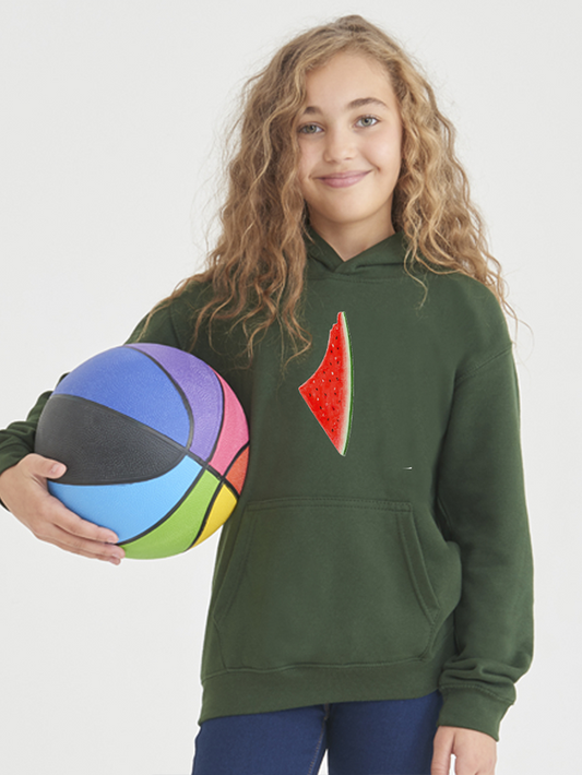 Palestine Watermelon Map Falastin Kids Hoodie