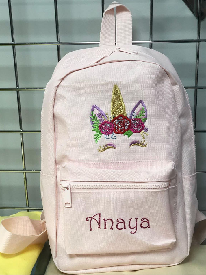 Personalised Embroidery Print Appliqué Unicorn Kids Backpack With Name Print