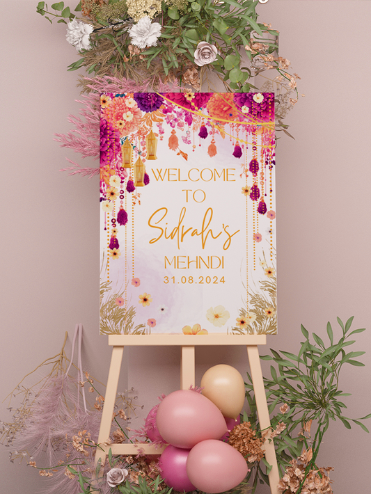 Colourful Traditional Mehndi Welcome Board