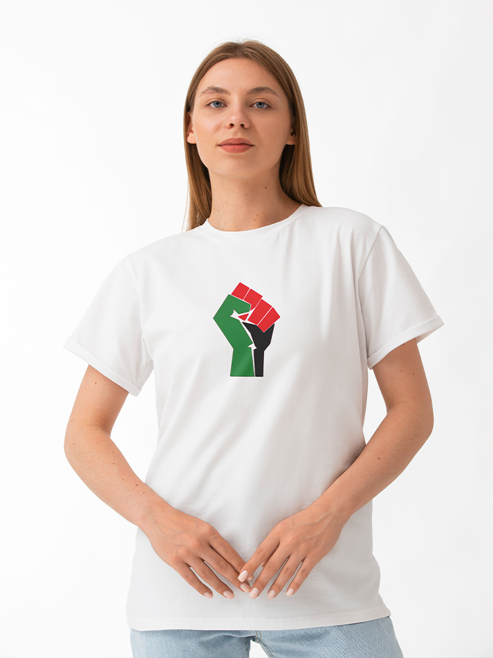 Palestine Flag Fist Adults Unisex Short Sleeve T-shirt