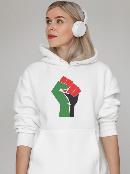 Palestine Solidarity Fist Flag Print Adults Pullover Unisex Hoodie