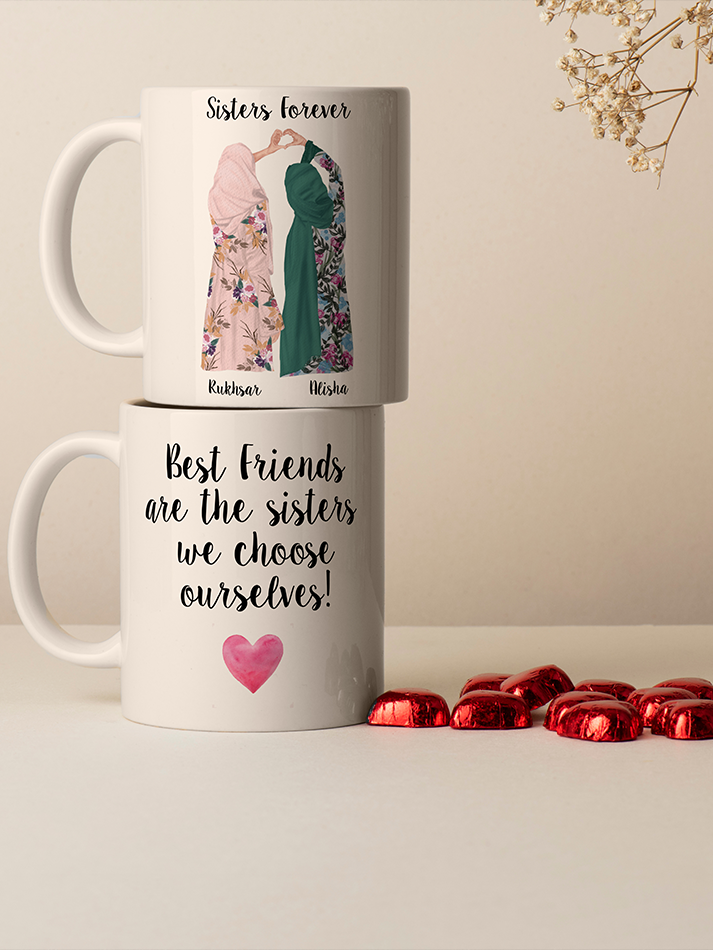 Sisters Forever Hijabi Muslim Best Friend Sisterhood Mug Besties Custom Soul Sisters Personalised gift