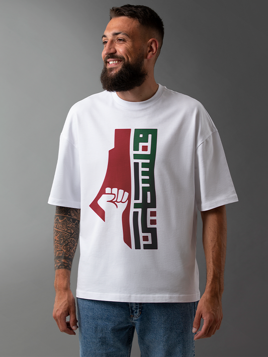 Falastin Arabic Text Palestine Flag Adults Unisex Short Sleeve T-shirt