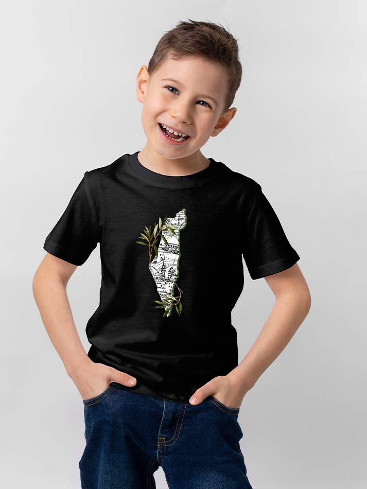 Palestine Olive Gaza Map Falastin Kids T-shirt