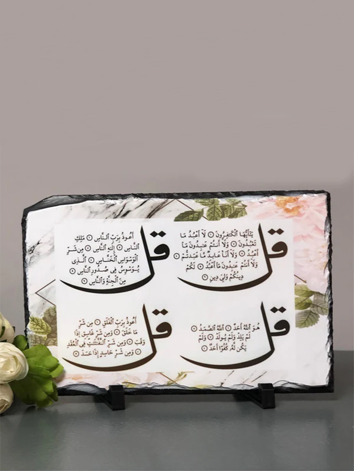 4 Quls Slate with standard White Floral Marble Print