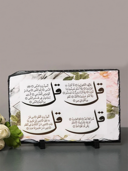 4 Quls Slate with standard White Floral Marble Print