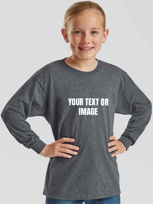 Personalised Kids Long Sleeve T-Shirt- Add Image Or Text