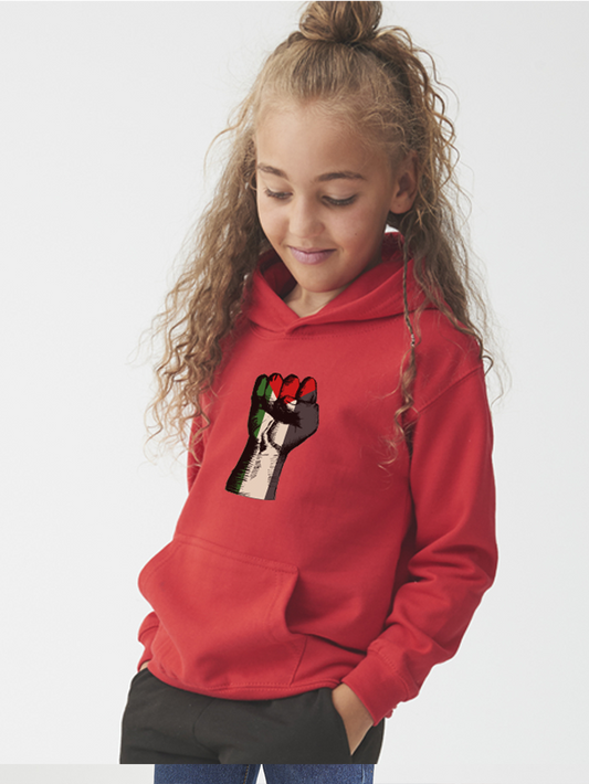 Palestine Fist Flag Falastin Kids Hoodie