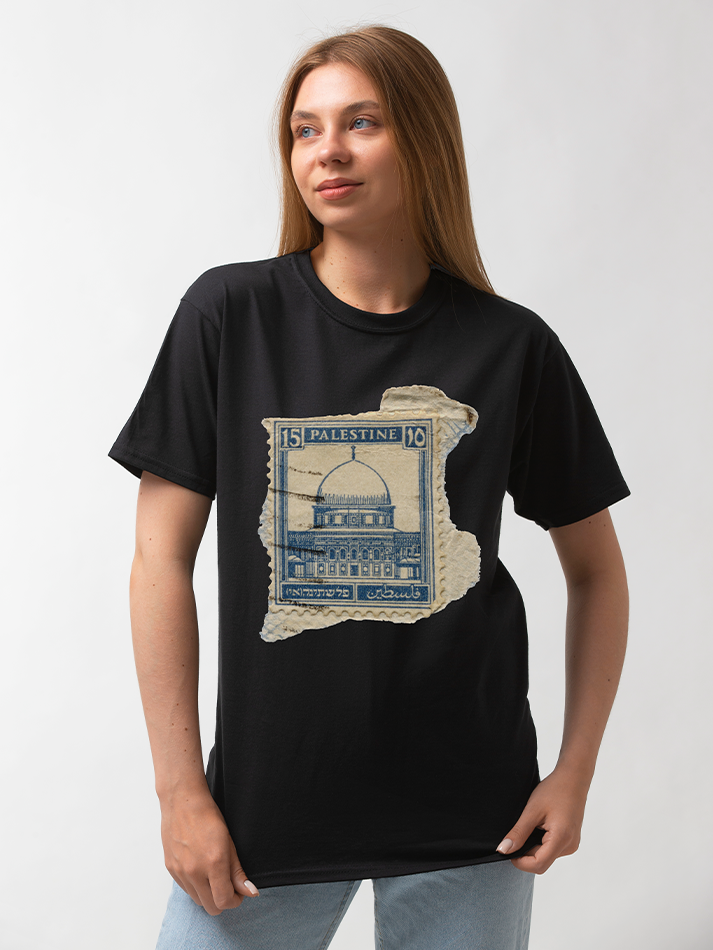 Stamp Mosque Al-Aqsa Palestine Adults Unisex Short Sleeve T-shirt