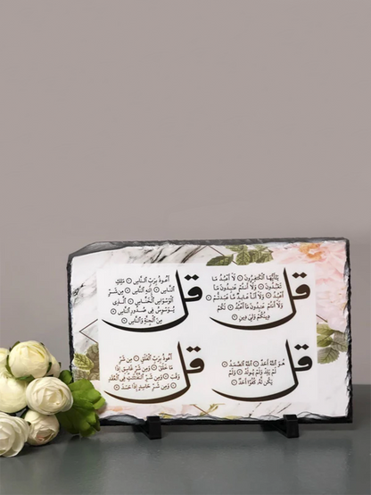 4 Quls Slate with standard White Floral Marble Print