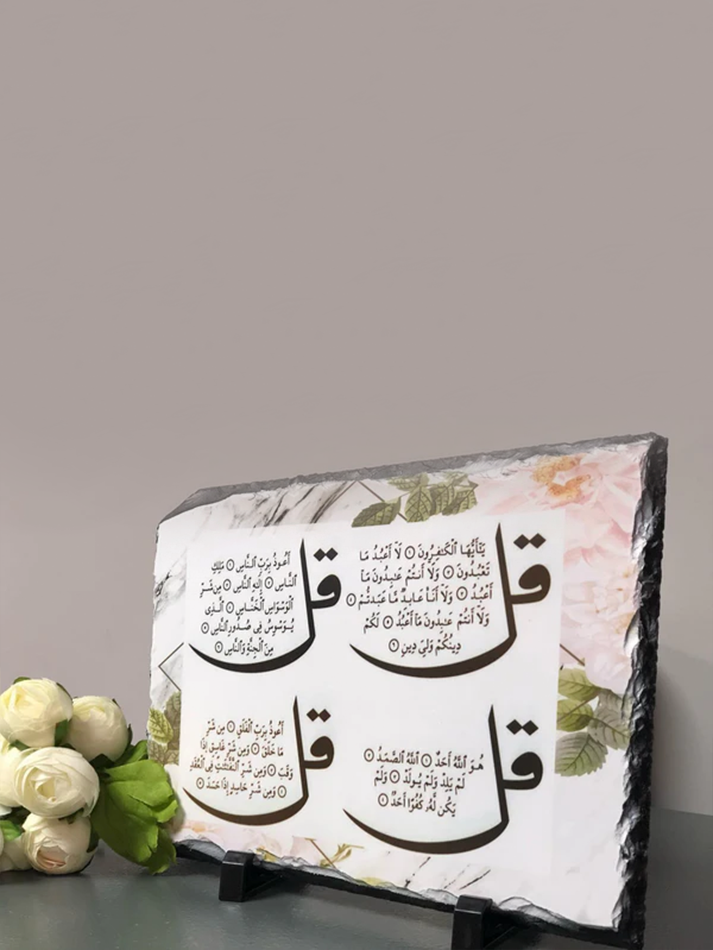 4 Quls Slate with standard White Floral Marble Print