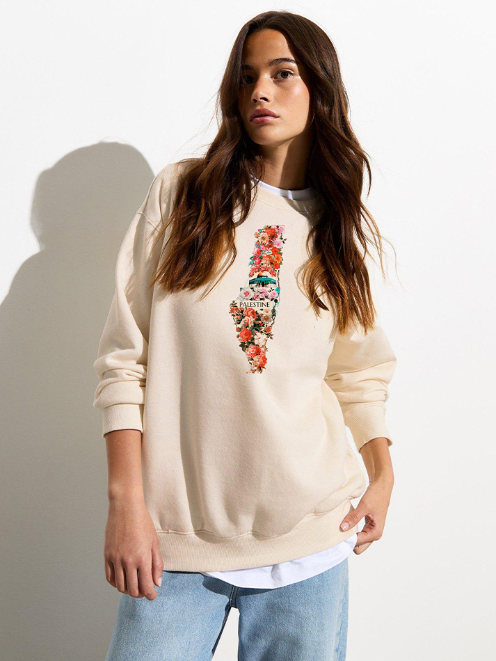 Palestine Floral Map Falastin Unisex Adult Sweatshirt