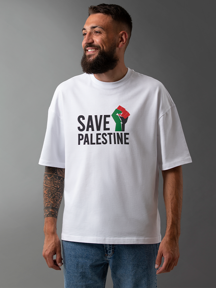 Save Palestine Flag Fist Adults Unisex Short Sleeve T-shirt