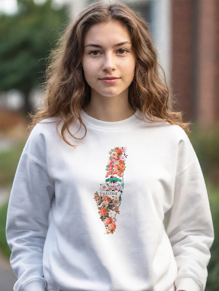 Palestine Floral Map Falastin Unisex Adult Sweatshirt