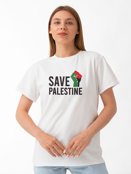 Save Palestine Flag Fist Adults Unisex Short Sleeve T-shirt