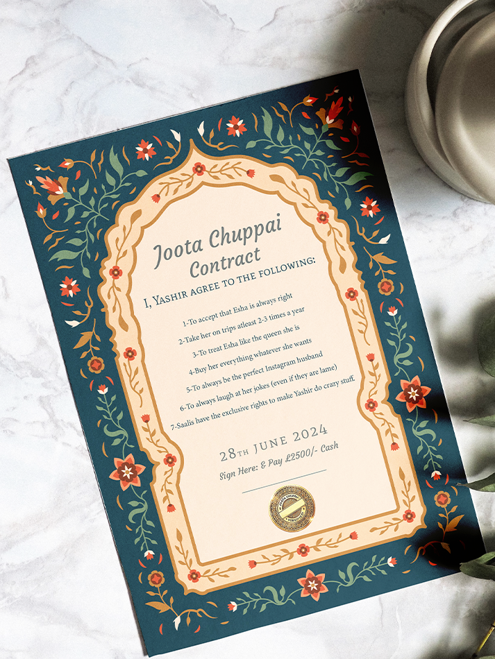 Personalised Wedding Ceremony Joota Chuppai Contract Board | Desi Wedding Game | Shaadi Fun