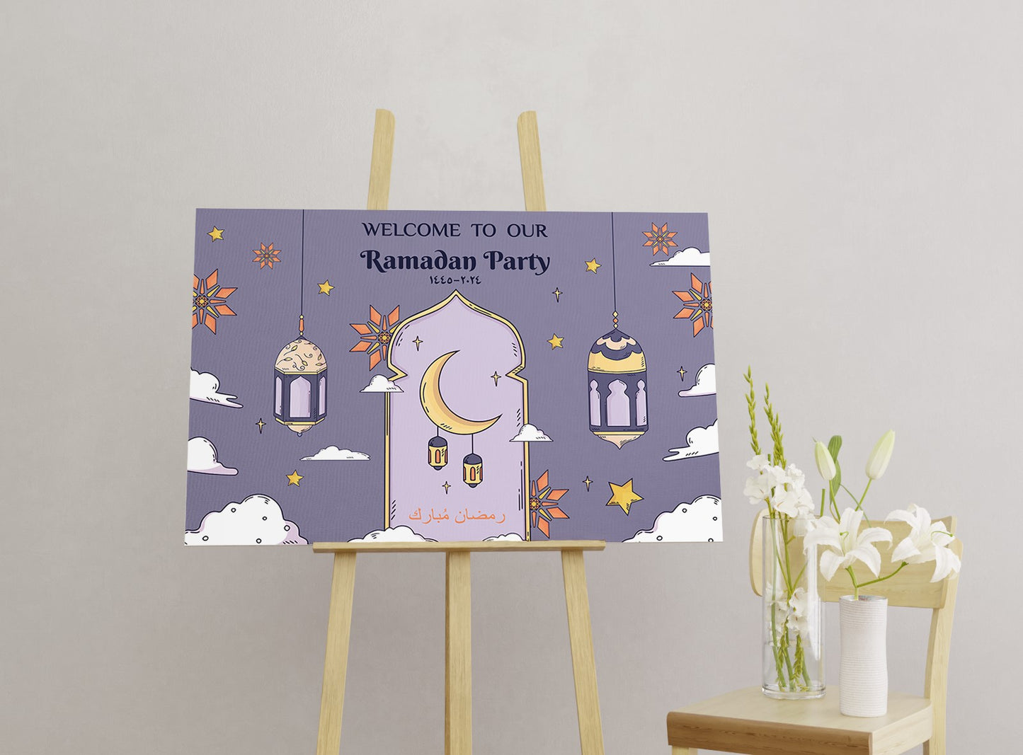 Eid Party Welcome Board Iftaar Party Board Entrance Sign Board Ramadan Eid Party Decor Sign Islamic Decorations, Muslim Decor