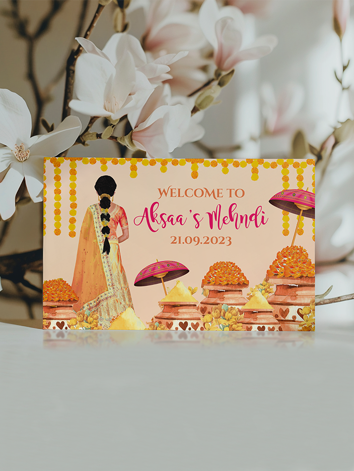 Welcome Sign for Mehndi, Sangeet, Dholki, Maiyaan, Haldi Custom Asian Wedding Board