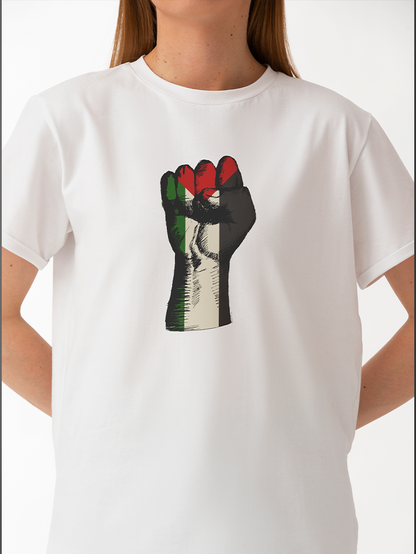 Palestine Fist Flag Falastin Adults Unisex Short Sleeve T-shirt