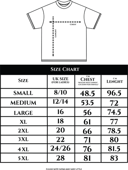 Floral Palestine Map T-shirt Size Guide