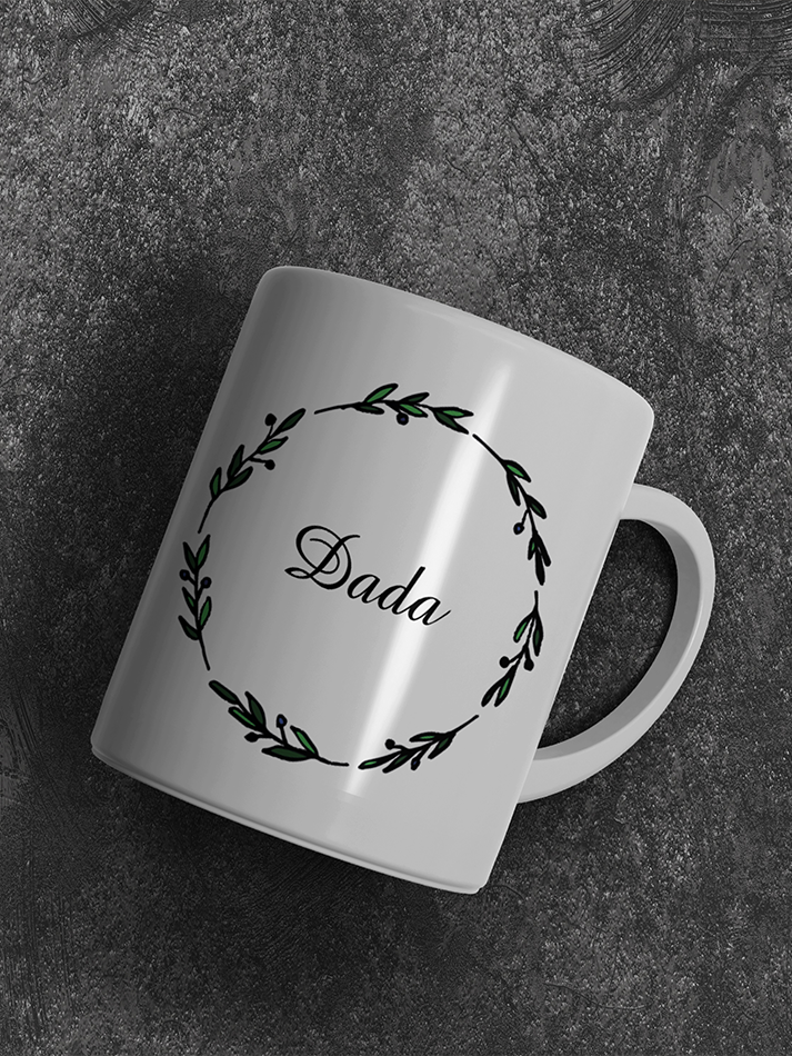 Personalised Grandparents Mug Set Nana Nani Dada Dadi Doodle Wreath Design