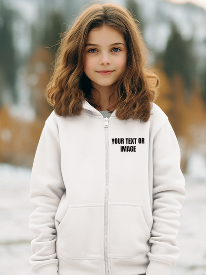 Custom Embroidery Kids Zip Up Coloured Hoodies