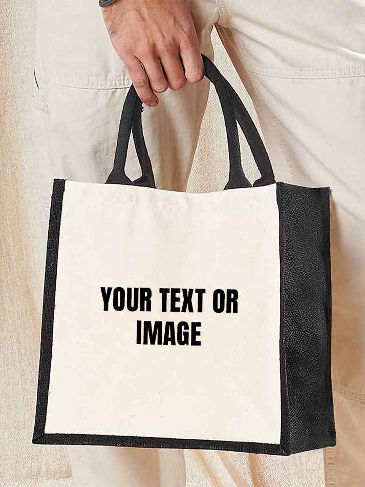 Personalised Midi Jute Tote Bag - Add Image Or Text