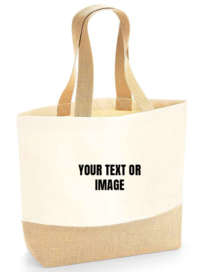 Personalised Jute Base Canvas Tote Bag - Add Image Or Text