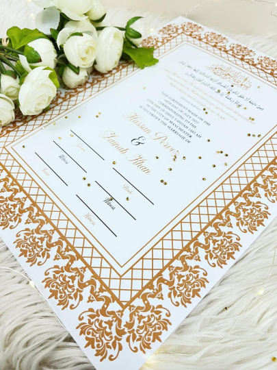 Personalised Islamic Marriage Contract | Nikkah Name | Islamic marriage certificates Memorable Keepsakes | Anniversary Nikkah Islamic Gift