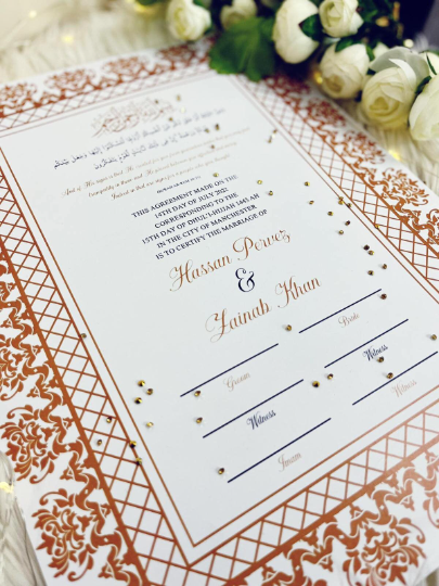 Personalised Islamic Marriage Contract | Nikkah Name | Islamic marriage certificates Memorable Keepsakes | Anniversary Nikkah Islamic Gift