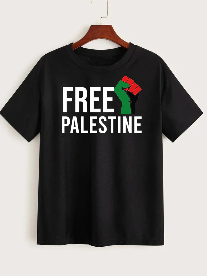 Free Palestine Fist Flag T-Shirt Black