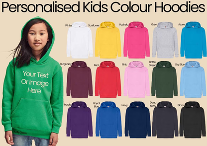 Personalised Kids Coloured Hoodies - Add Image Or Text