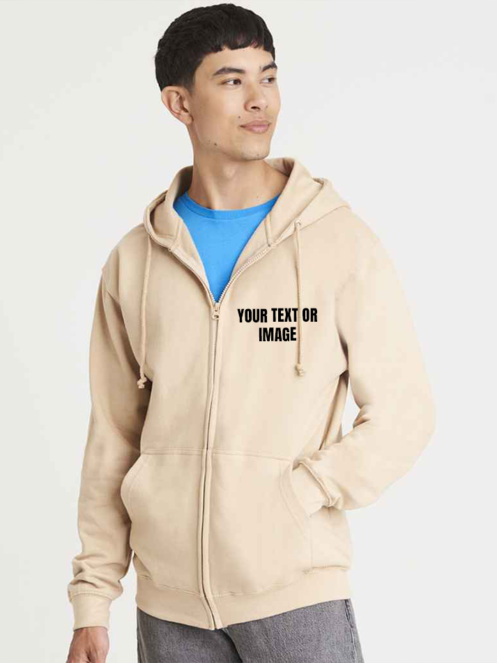 Custom Embroidery Adult Zip Up Coloured Hoodies