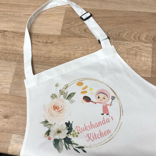 Personalised Apron With Name Cute Hijabi Cartoon