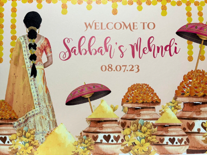 Welcome Sign for Mehndi, Sangeet, Dholki, Maiyaan, Haldi Custom Asian Wedding Board