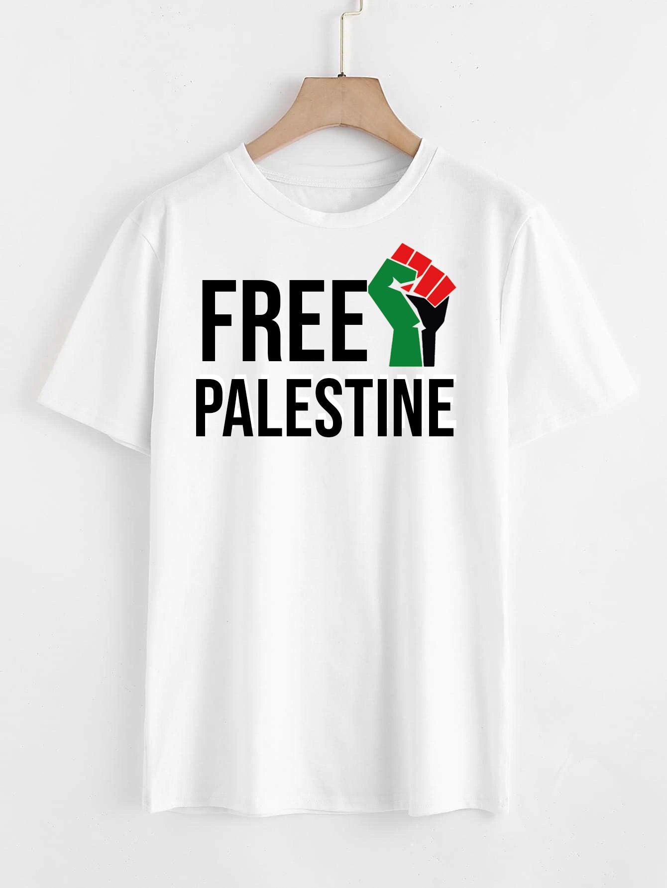 Free Palestine Fist Flag T-Shirt White