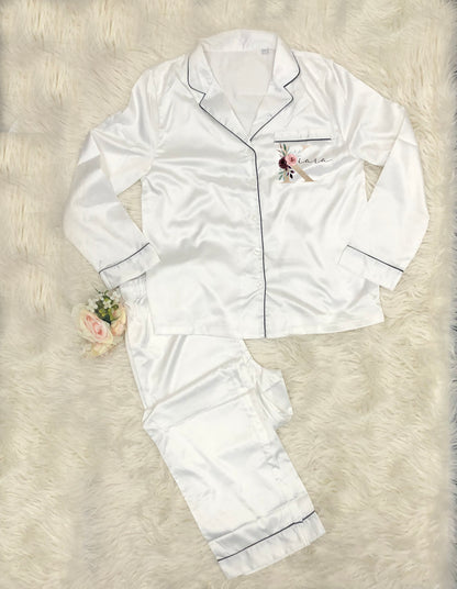 Personalised Ladies Satin Night Suit Pyjama Set