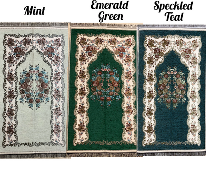 Personalised Embroidered Floral Chenille Turkish Prayer Mat Adults