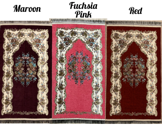 Personalised Embroidered Floral Chenille Turkish Prayer Mat Adults