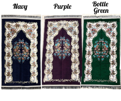 Personalised Embroidered Floral Chenille Turkish Prayer Mat Adults