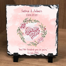 Personalised Blush Pink Watercolour Effect Rock Slate - Wedding Gift