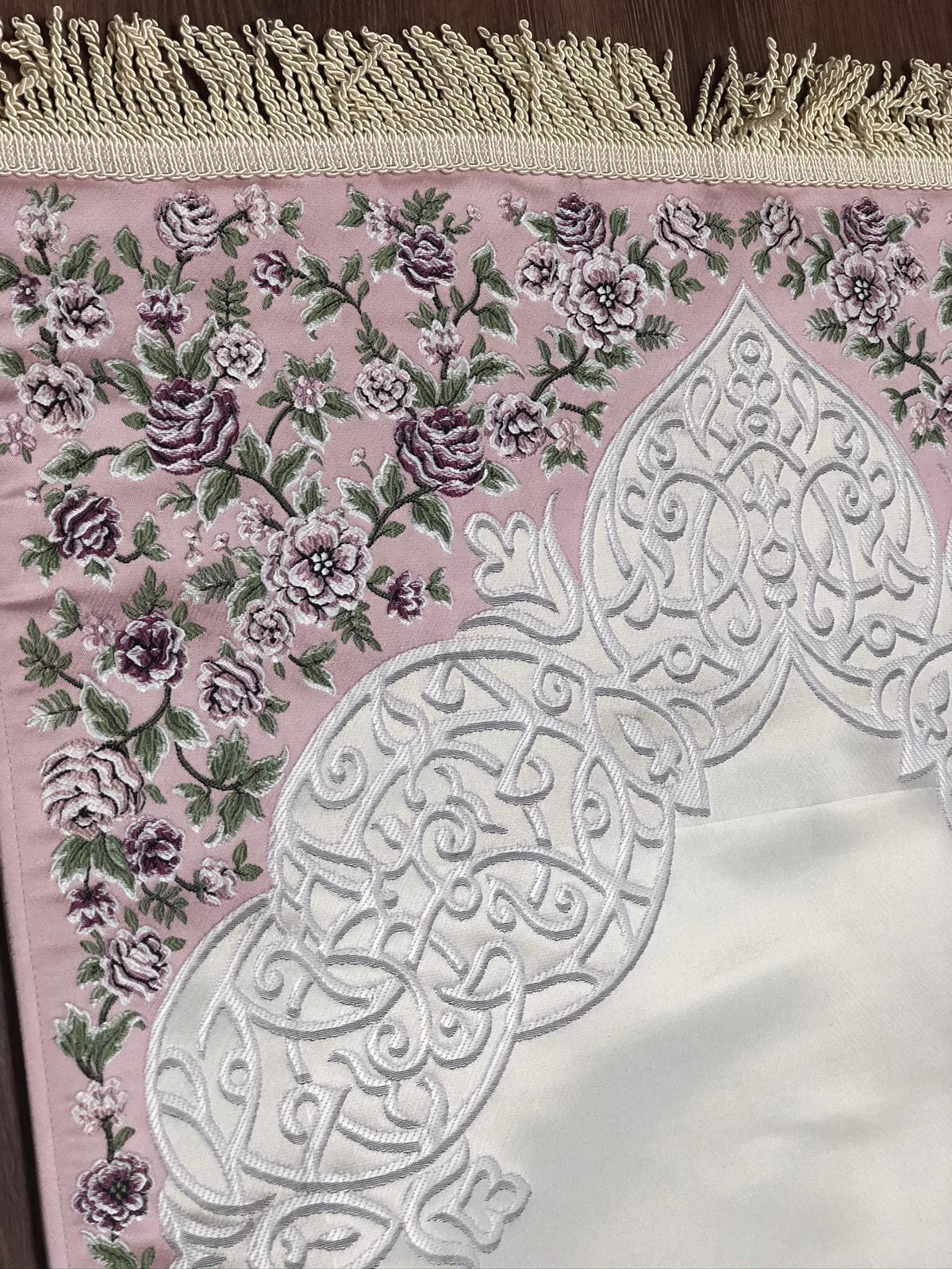 Floral Embroidered Design Premium Satin Padded Luxury Prayer Mat Embossed Detailing Couple Gift Wedding Eid Ramadan Islamic Gifts Personalised Prayer Mat