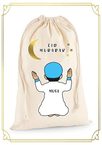 Personalised Eid Mubarak Cartoon Gift Sacks - 2 Styles 2 x Extra Large (49 x 75 cm) / Boy CartoonBee Free Prints