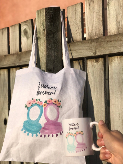 Floral Hijabi Crown Sister Forever Mug & Tote Bag