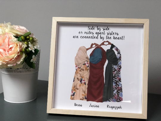 'Sisters Are Connected By Heart' Personalised Frame