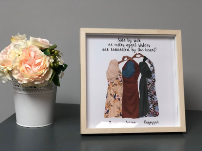 'Sisters Are Connected By Heart' Personalised Frame